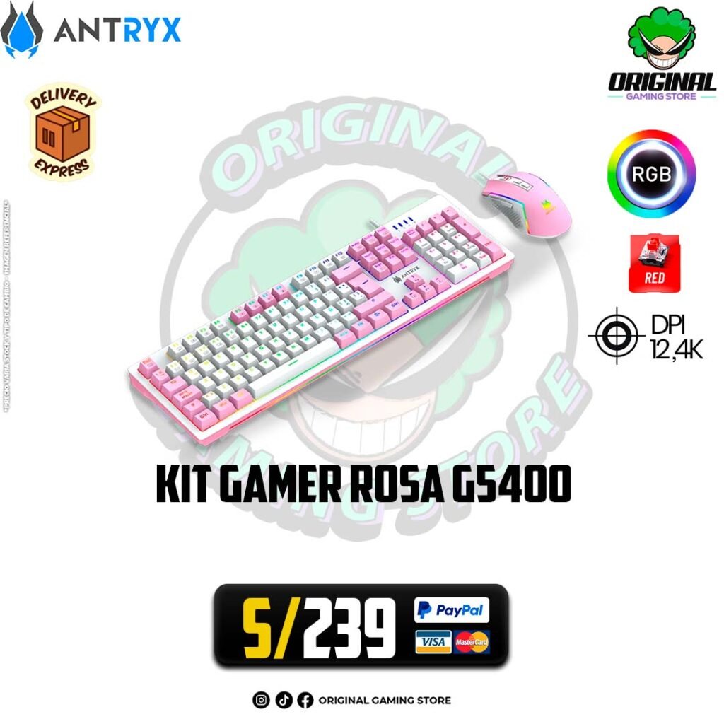 KIT GAMER ROSA G5400