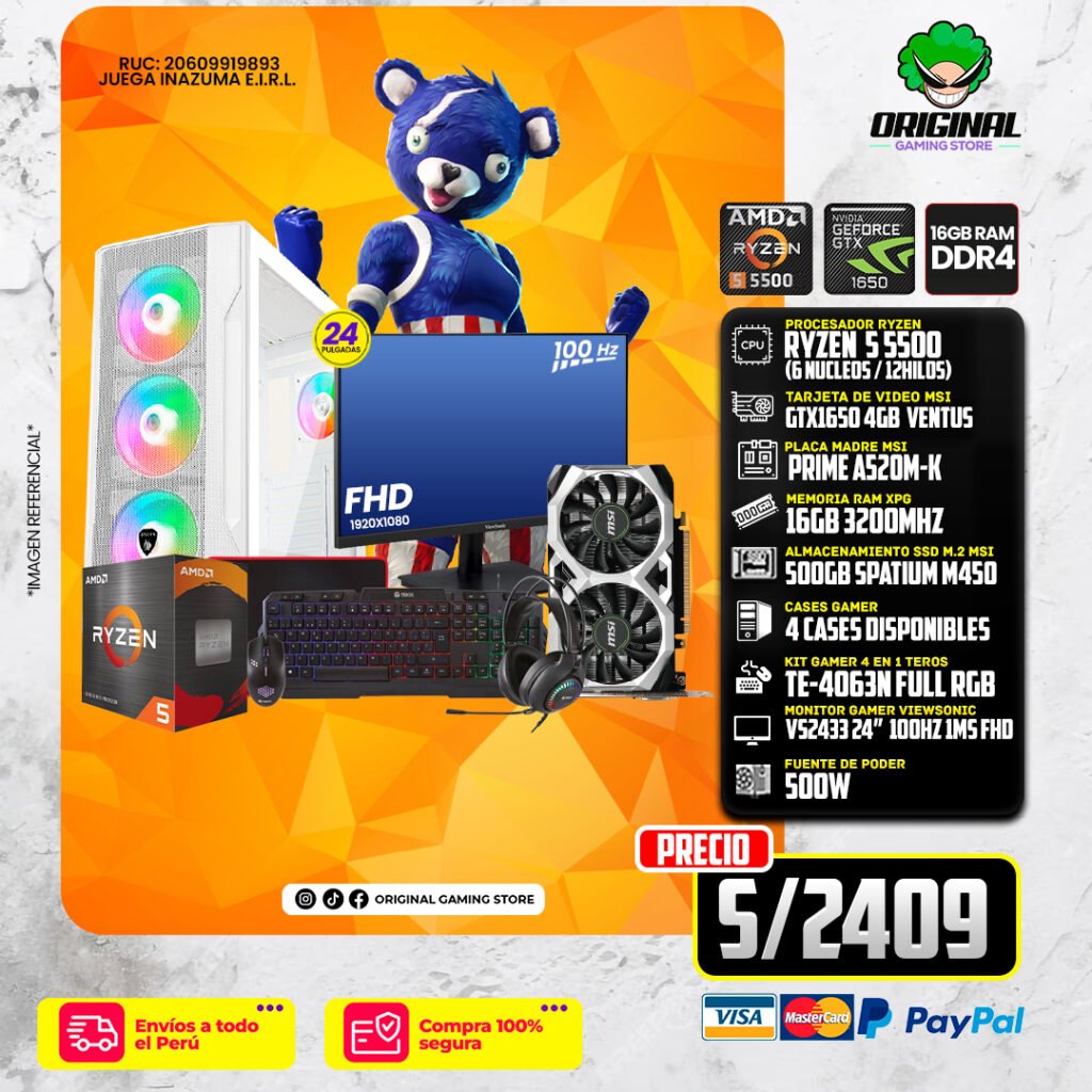 PC COMPLETA RYZEN 5500 + GTX 1650 4GB