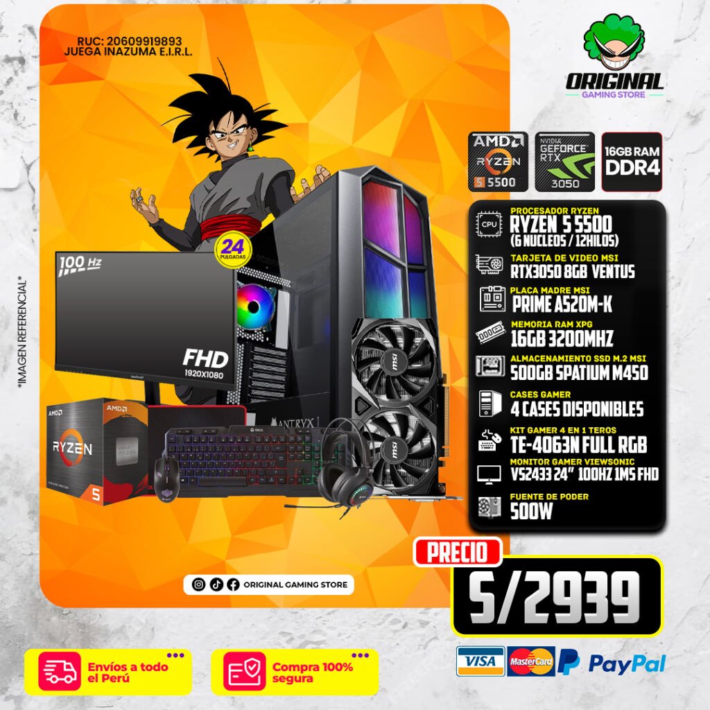PC COMPLETA RYZEN R5 5500 + RTX3050 8GB