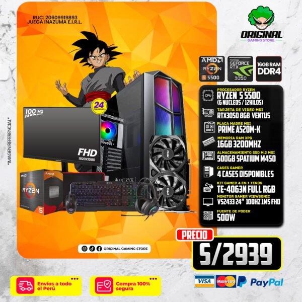 PC COMPLETA RYZEN R5 5500 + RTX3050 8GB