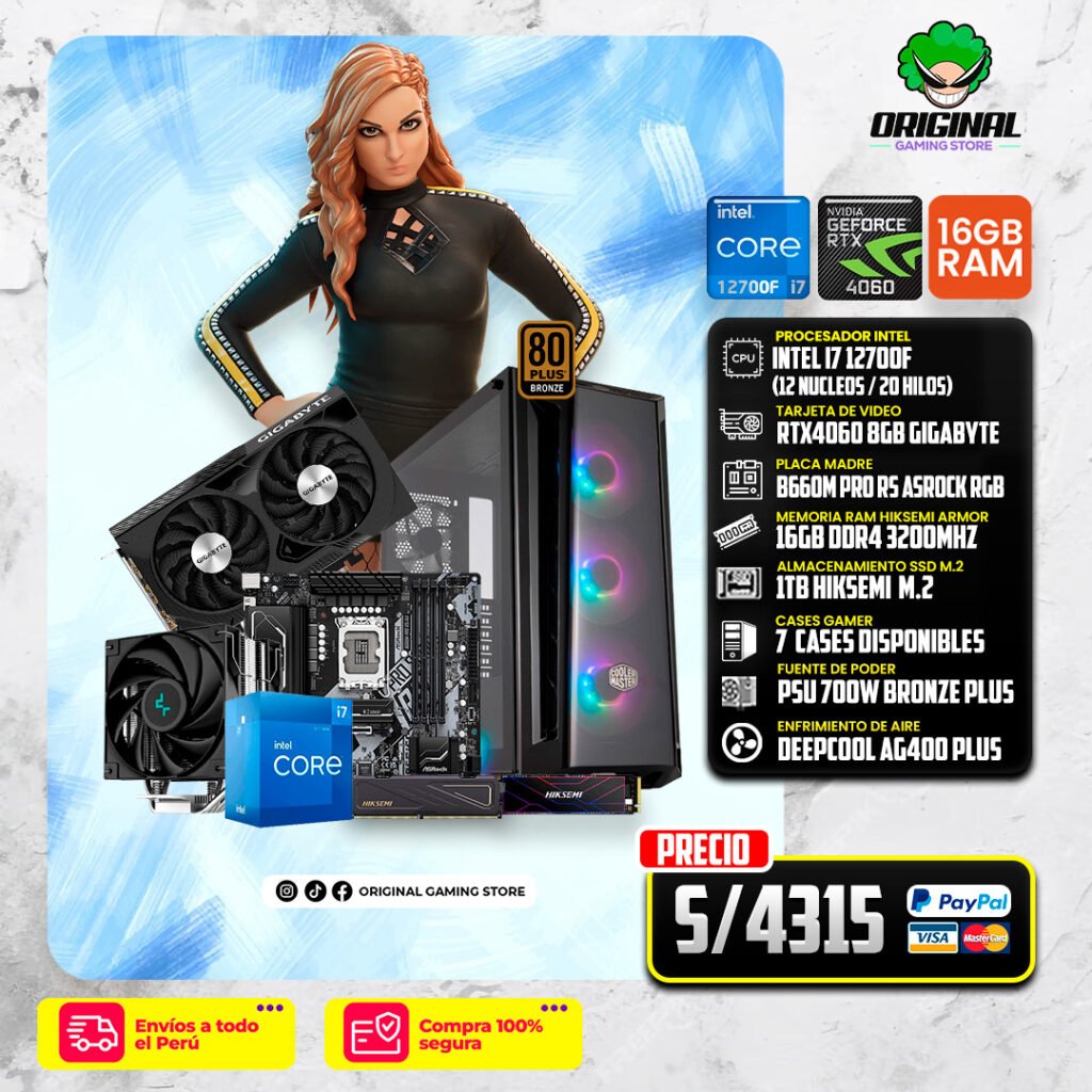PC STREAMER INTEL i7 12700F  + RTX4060 8GB GIGABYTE