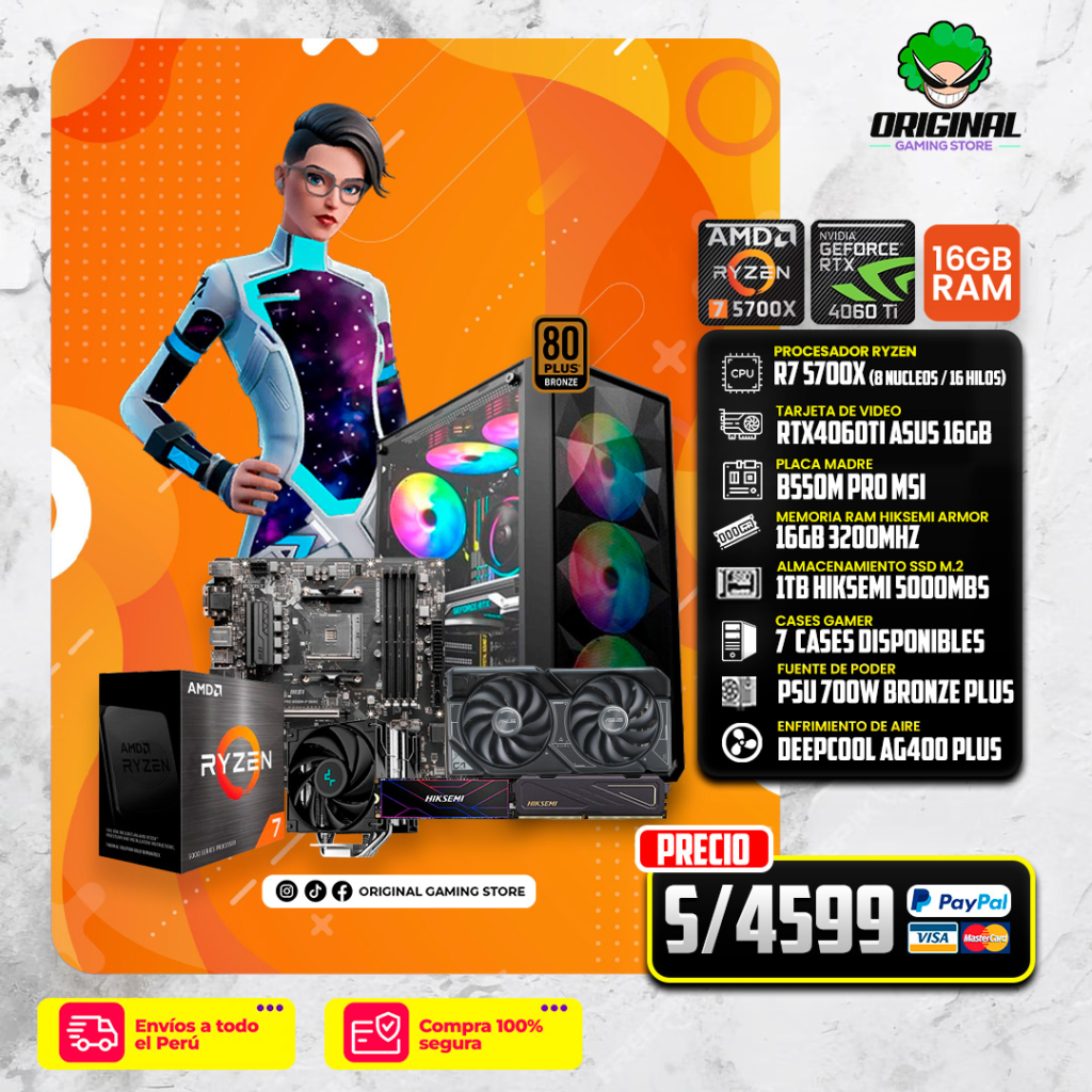 PC STEAMER R7 5700X+ RTX4060ti 16GB