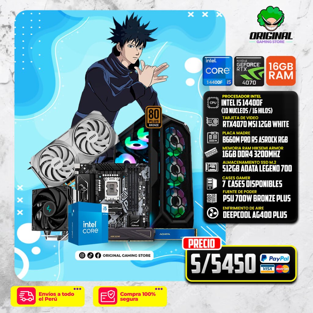 PC STREAMER INTEL I5 14400F + RTX4070 MSI 12GB WHITE