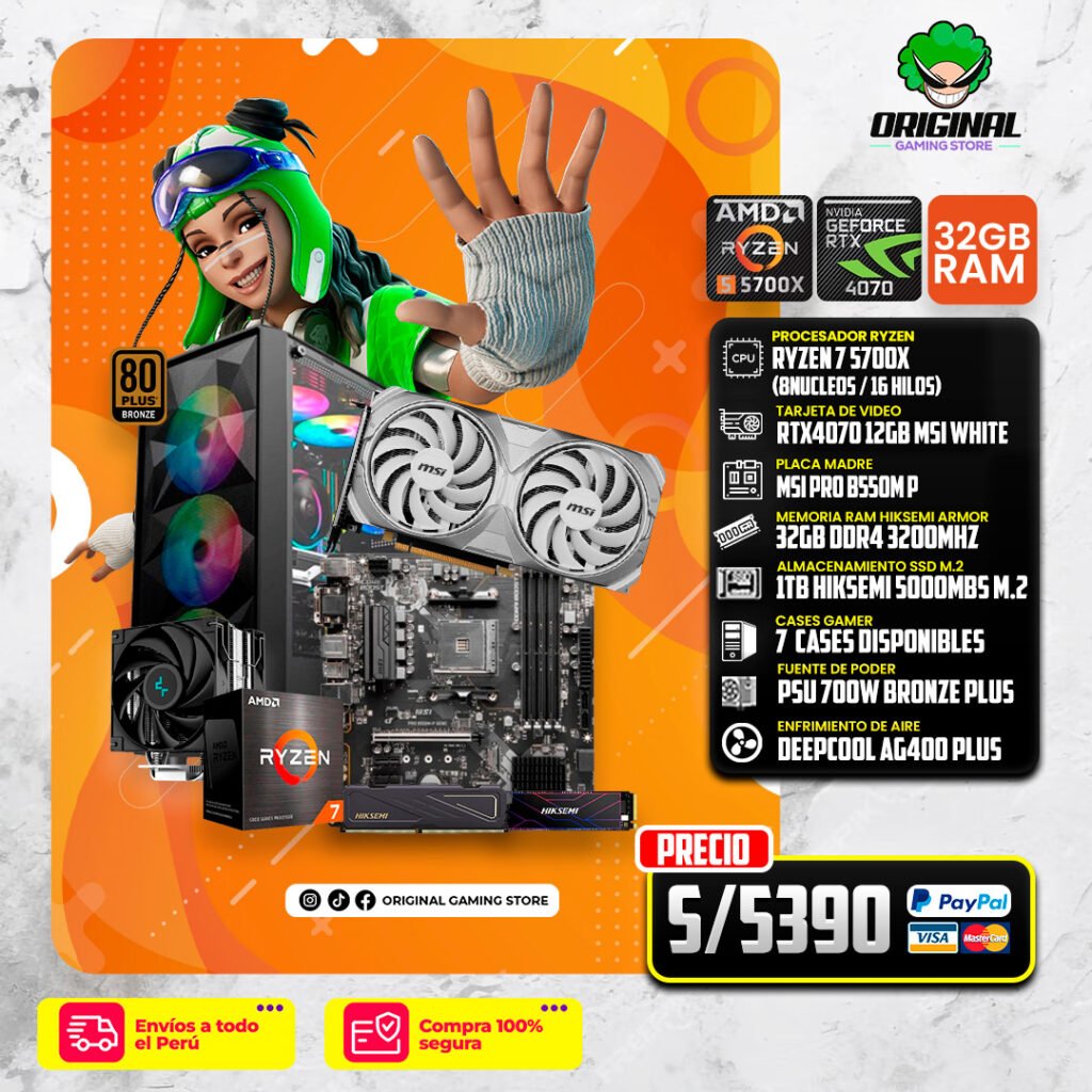 PC STEAMER R7 5700X+ RTX4070 12GB