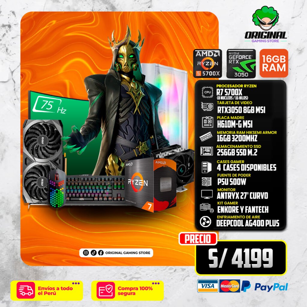 PC COMPLETA R7 5700X+ RTX3050 8GB