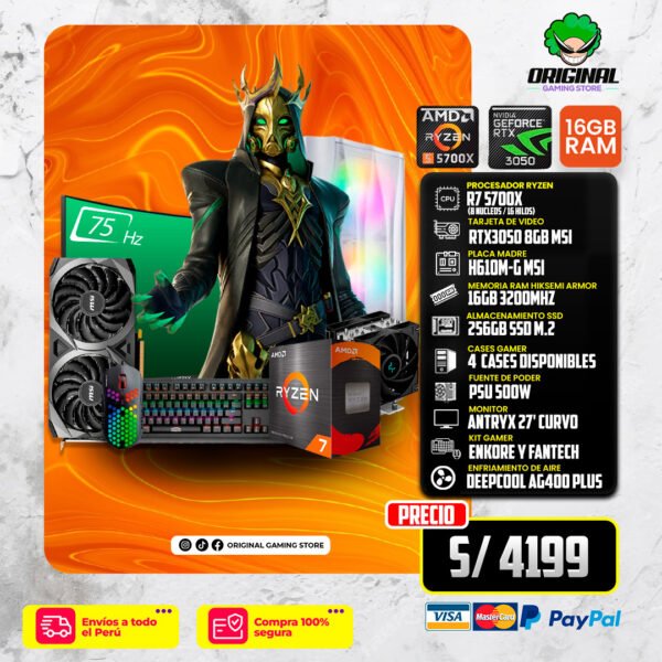 PC COMPLETA R7 5700X+ RTX3050 8GB