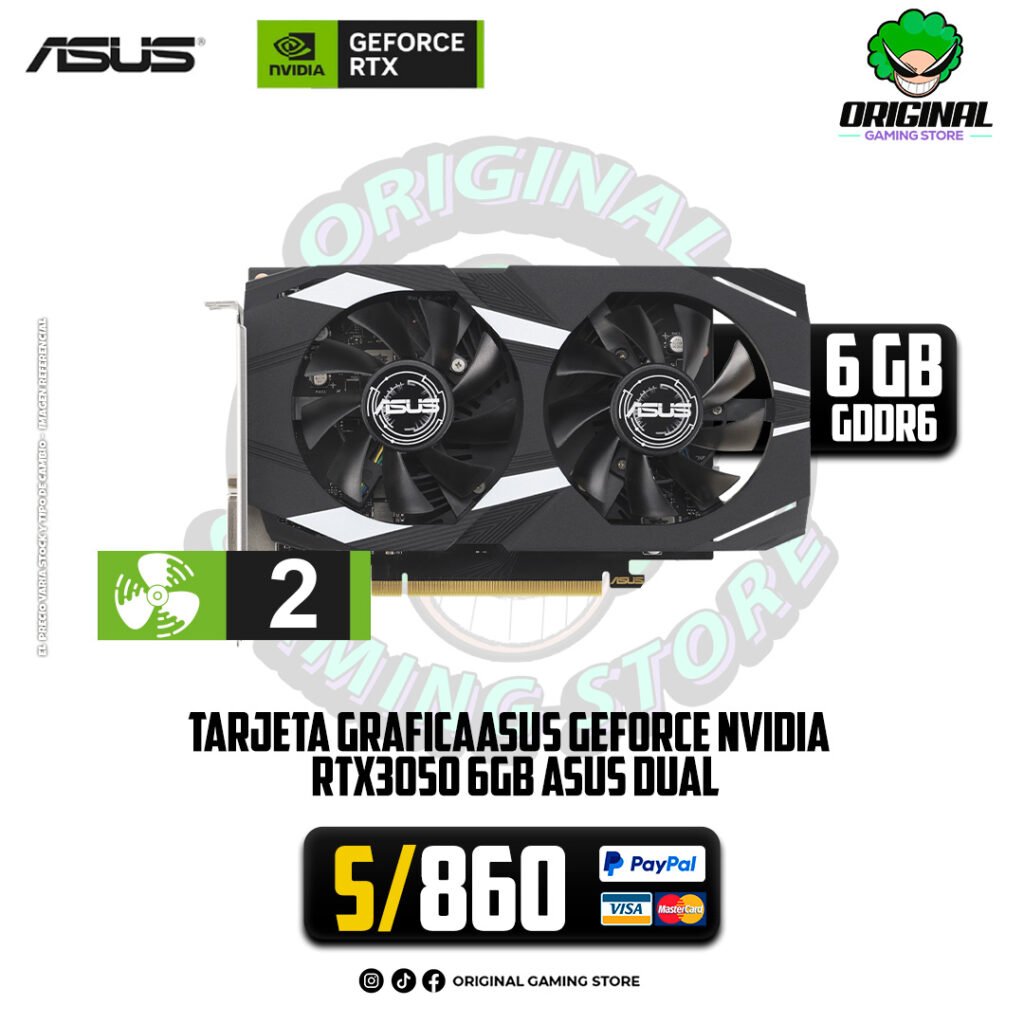 TARJETA DE VIDEO ASUS RTX 3050 DUAL OC 6GB GDDR6