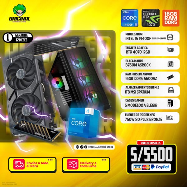 PC STREAMER INTEL I5 14400F + RTX4070 12GB ASUS