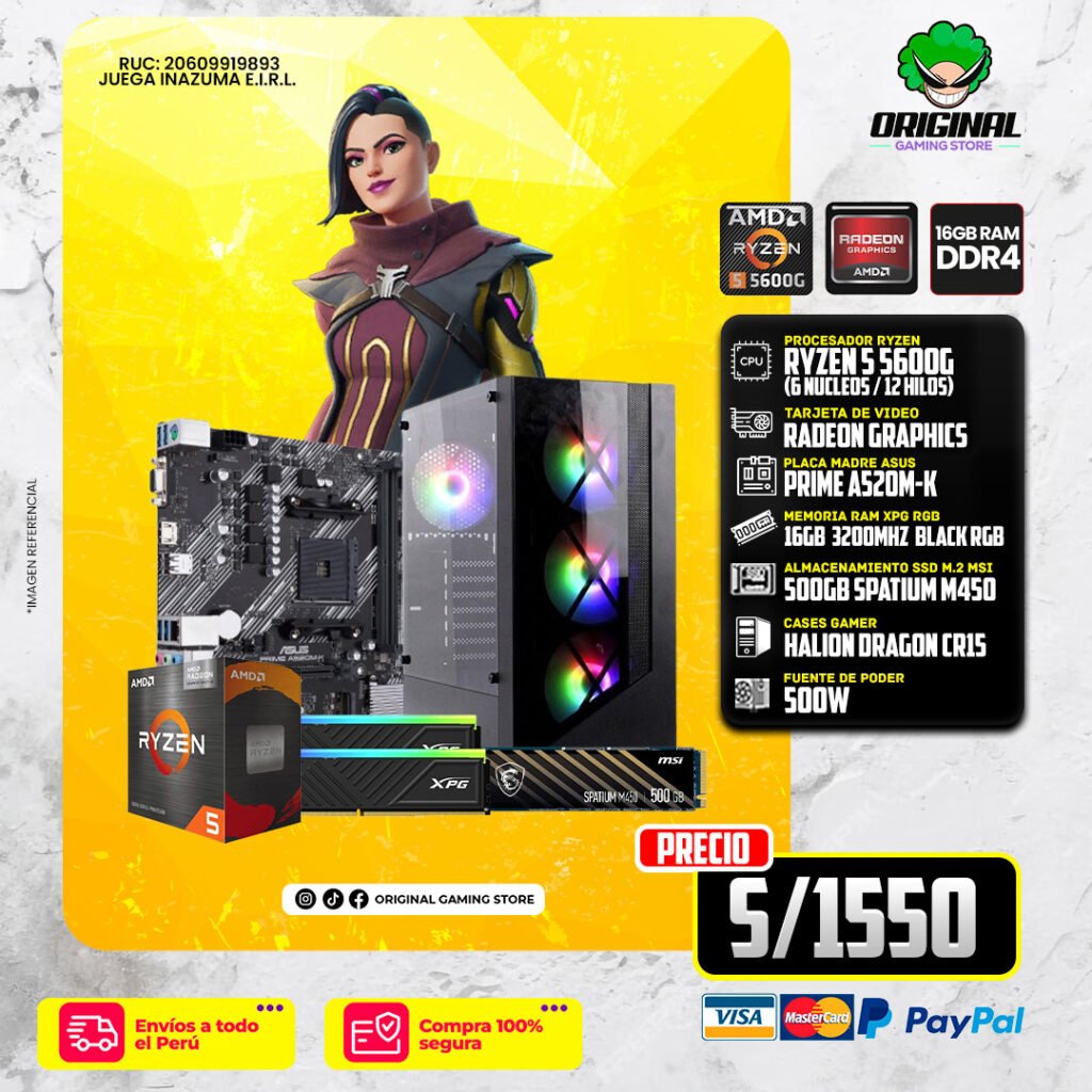 PC GAMER ECO R5 5600G +16 RAM DDR4