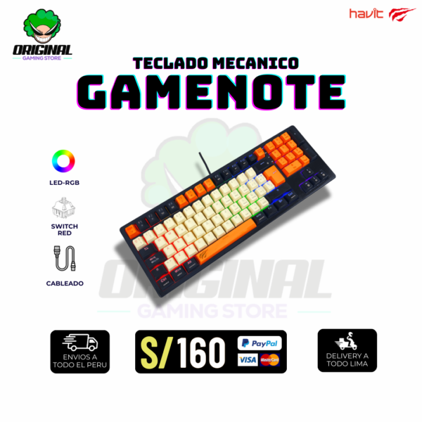 TECLADO GAMER MECANICO HAVIT GAMENOTE KB512L-SP LED-RGB