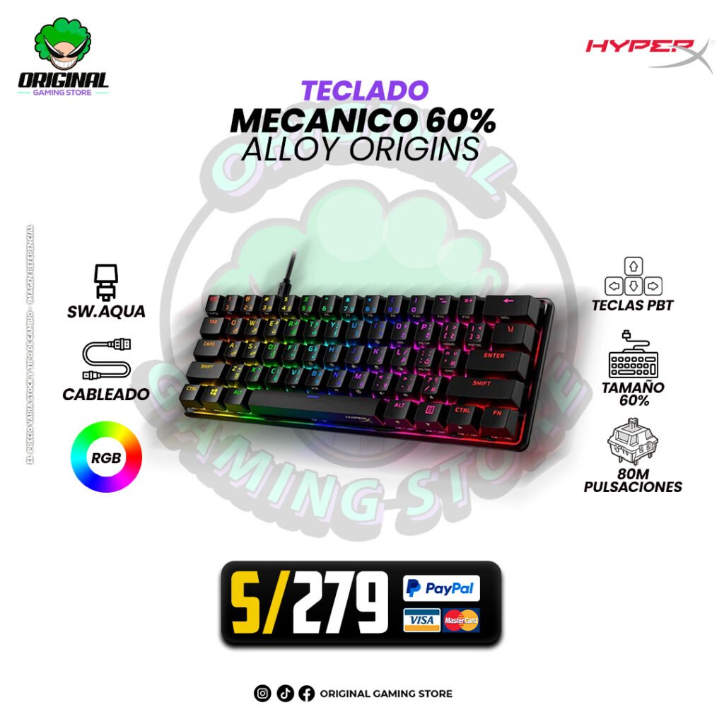 TECLADO GAMER  HYPERX ALLOY ORIGINS 60%
