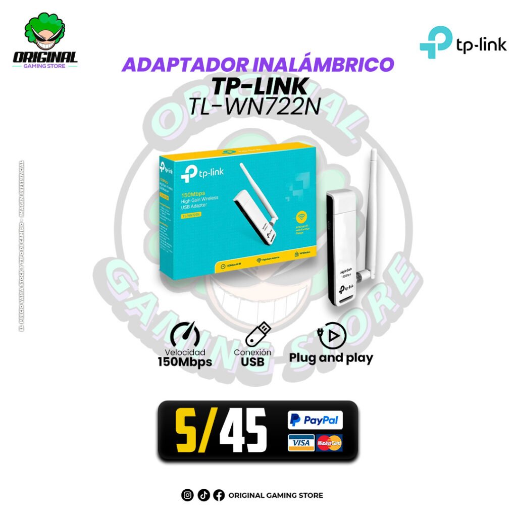 Adaptador Usb Inalambrico Tl Wn722n Tp Link Hasta 150 Mbps