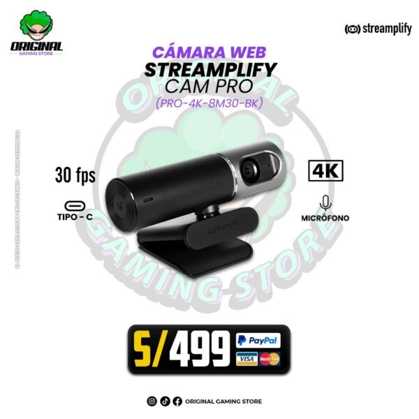 Cámara Web Streamplify CAM PRO-4K-8M30-BK