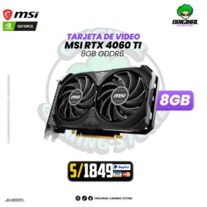 MSI GEFORCE NVIDIA RTX 4060 TI VENTUS 2X BLACK OC 8GB GDDR6