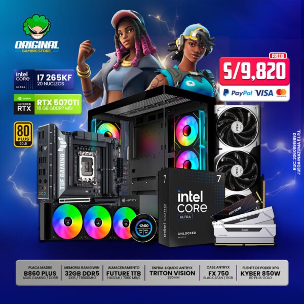 PC GAMER I7 ULTRA 265KF +RTX 5070TI 16GB + 32 RAM DDR5