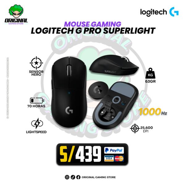 MOUSE INALAMBRICO GAMING LOGITECH G PRO SUPERLIGHT BLACK