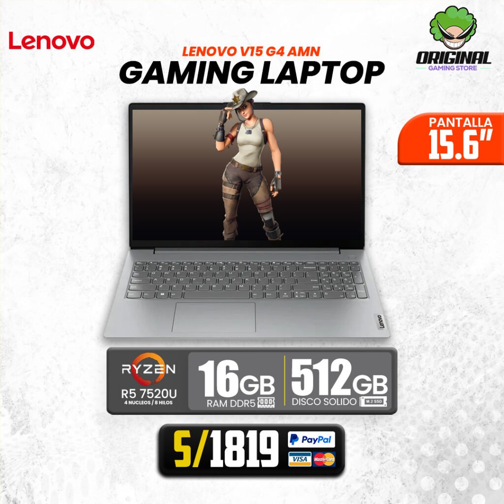 LAPTOP LENOVO V15 G4 AMN, AMD RYZEN 5 7520U, 16GB DDR5, SSD 512GB, 15.6" FHD