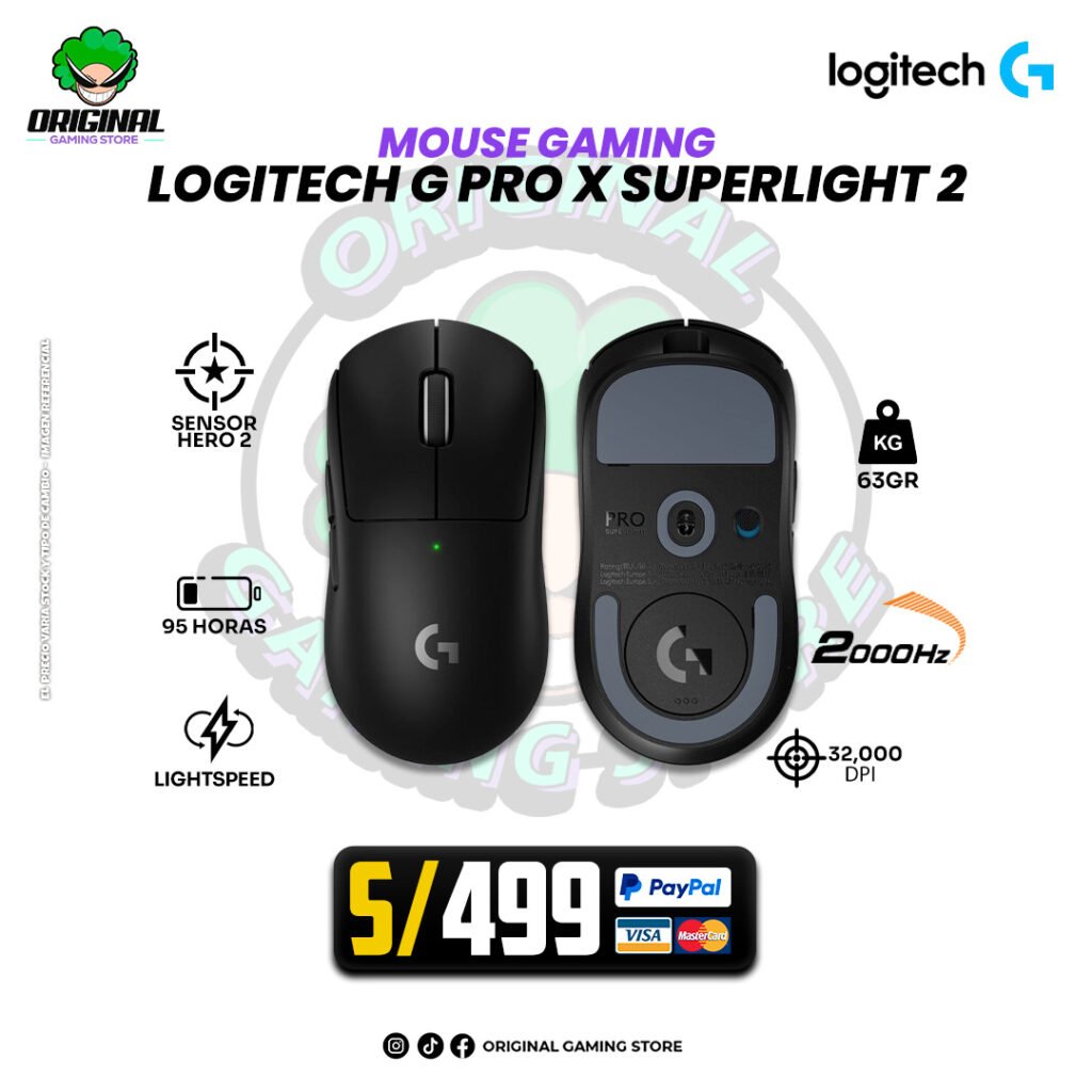 MOUSE GAMING LOGITECH G PRO X SUPERLIGHT 2 LIGHTSPEED WIRELESS BLACK